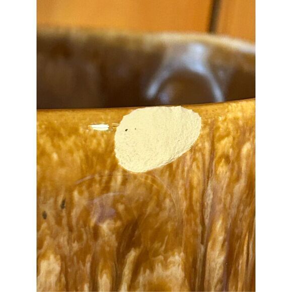 Rare Planter Pot Mid century Retro Vintage Chalkware Ceramic Brown Yellow (8880) - Picture 6 of 8